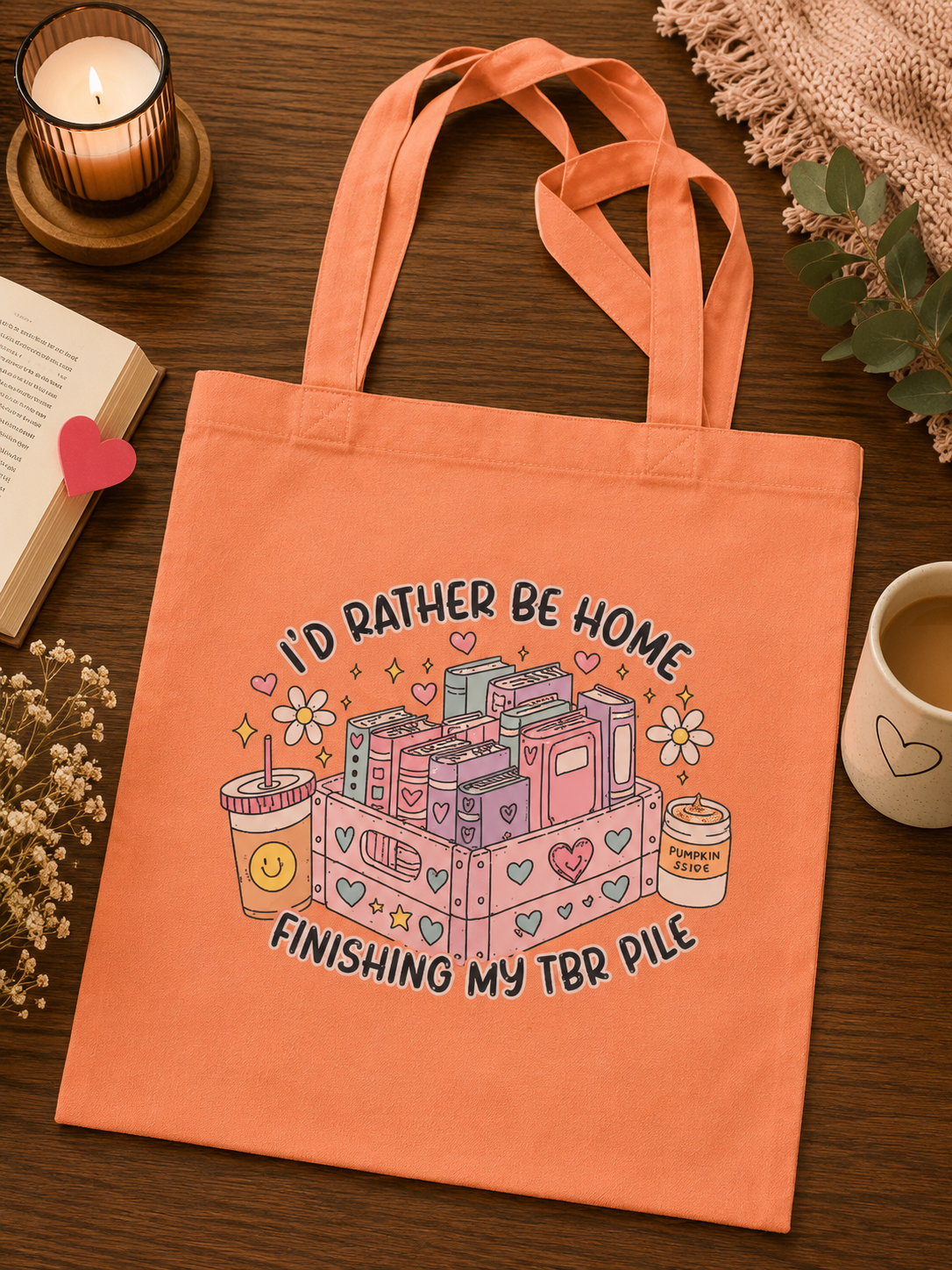π§‘π I'd Rather Be Home Finishing My TBR Pile Cotton Tote Bag ππ§‘