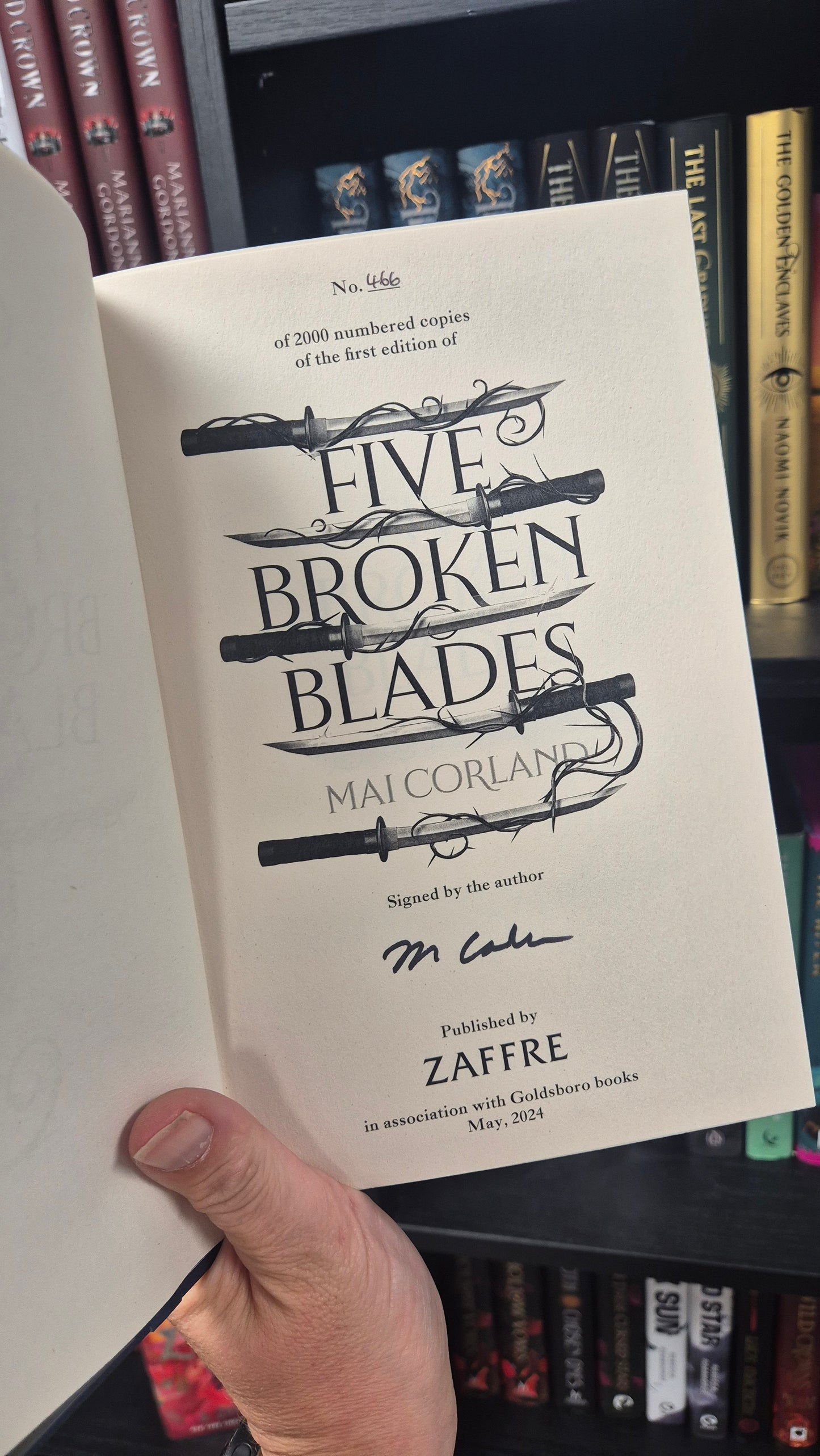 Five Broken Blades - Mia Corland - Signed First Edition