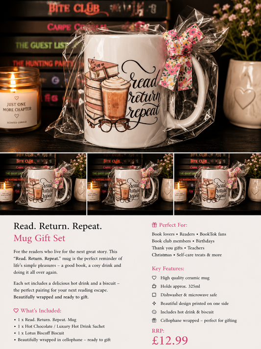 📚☕ Read. Return. Repeat. Mug Gift Set