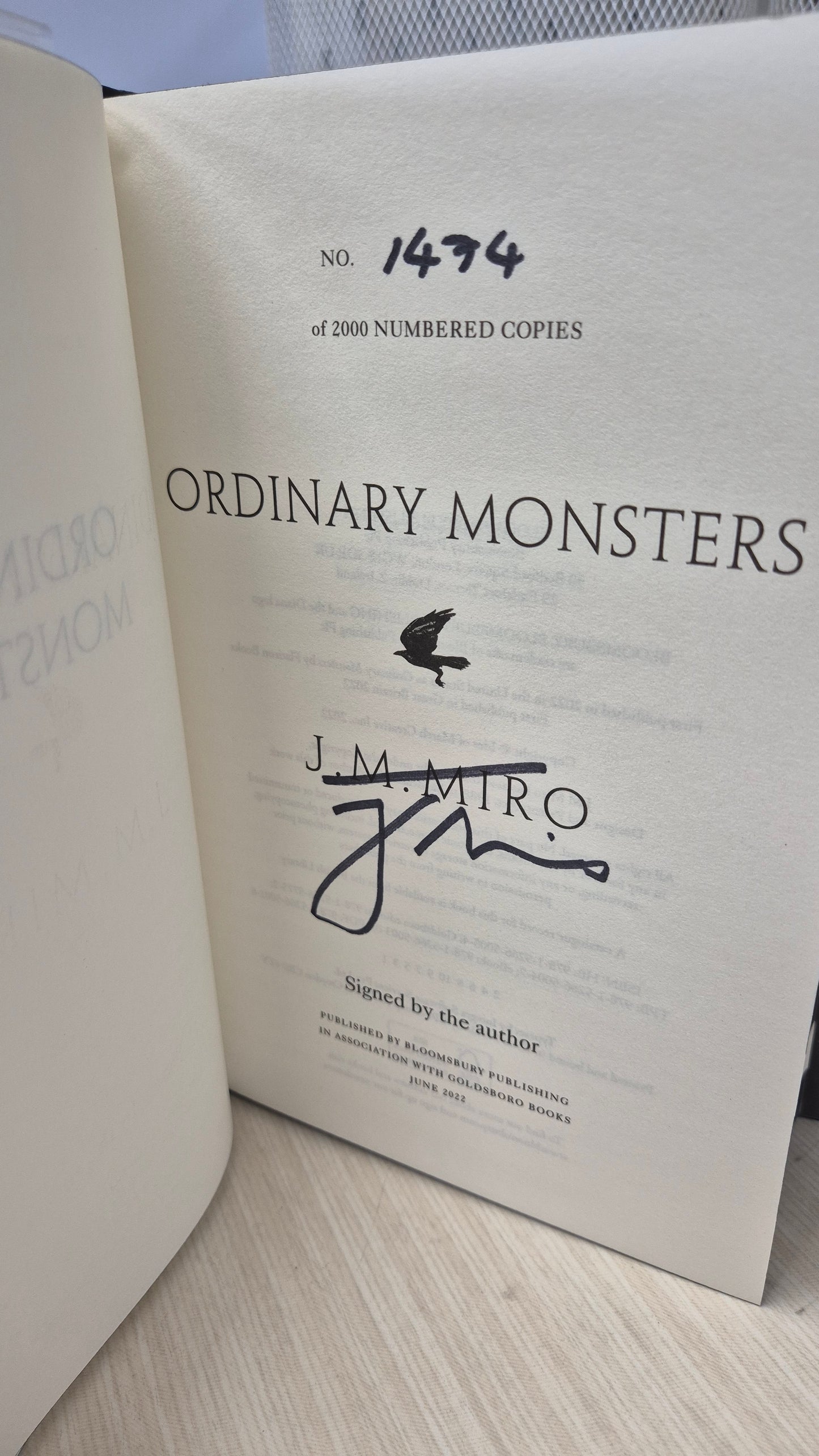 Ordinary Monsters - JM Miro - Golsdboro First Edition