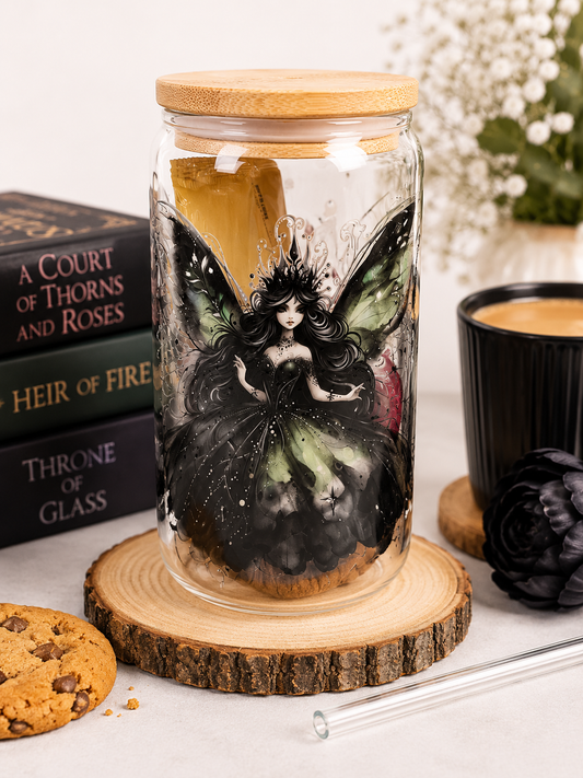 🖤 Enchanted Dark Fairy Glass Gift Tumbler with Hot Drink & Biscuit 🖤