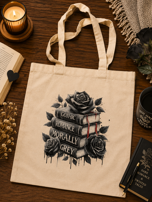 🖤🌹 Gothic Romance Morally Grey Canvas Tote Bag 🌹🖤