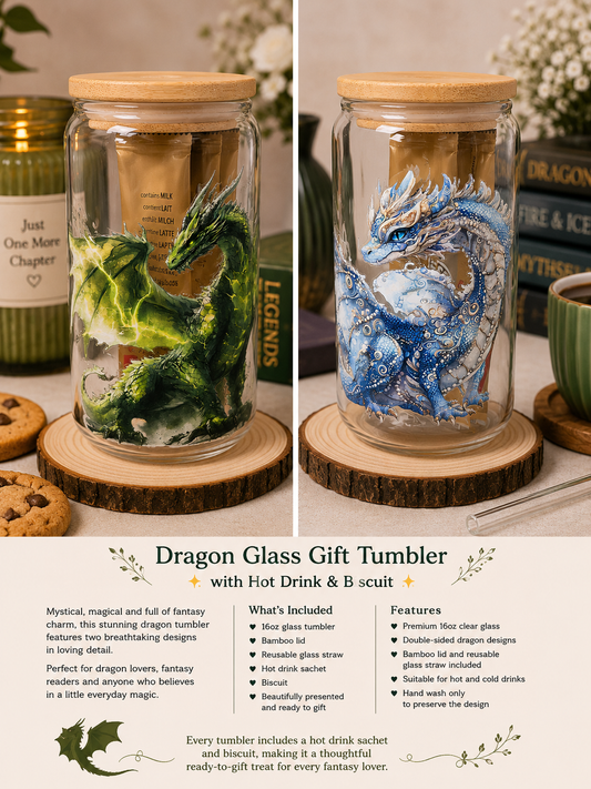 🐉 Dragon Glass Gift Tumbler with Hot Drink & Biscuit 🐉
Bring a little magic