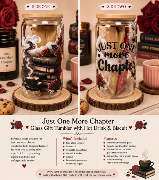 Just One More Chapter Glass Tumbler Gift Set