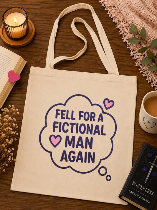 💖📚 Fell For A Fictional Man Again Canvas Tote Bag 📚💖