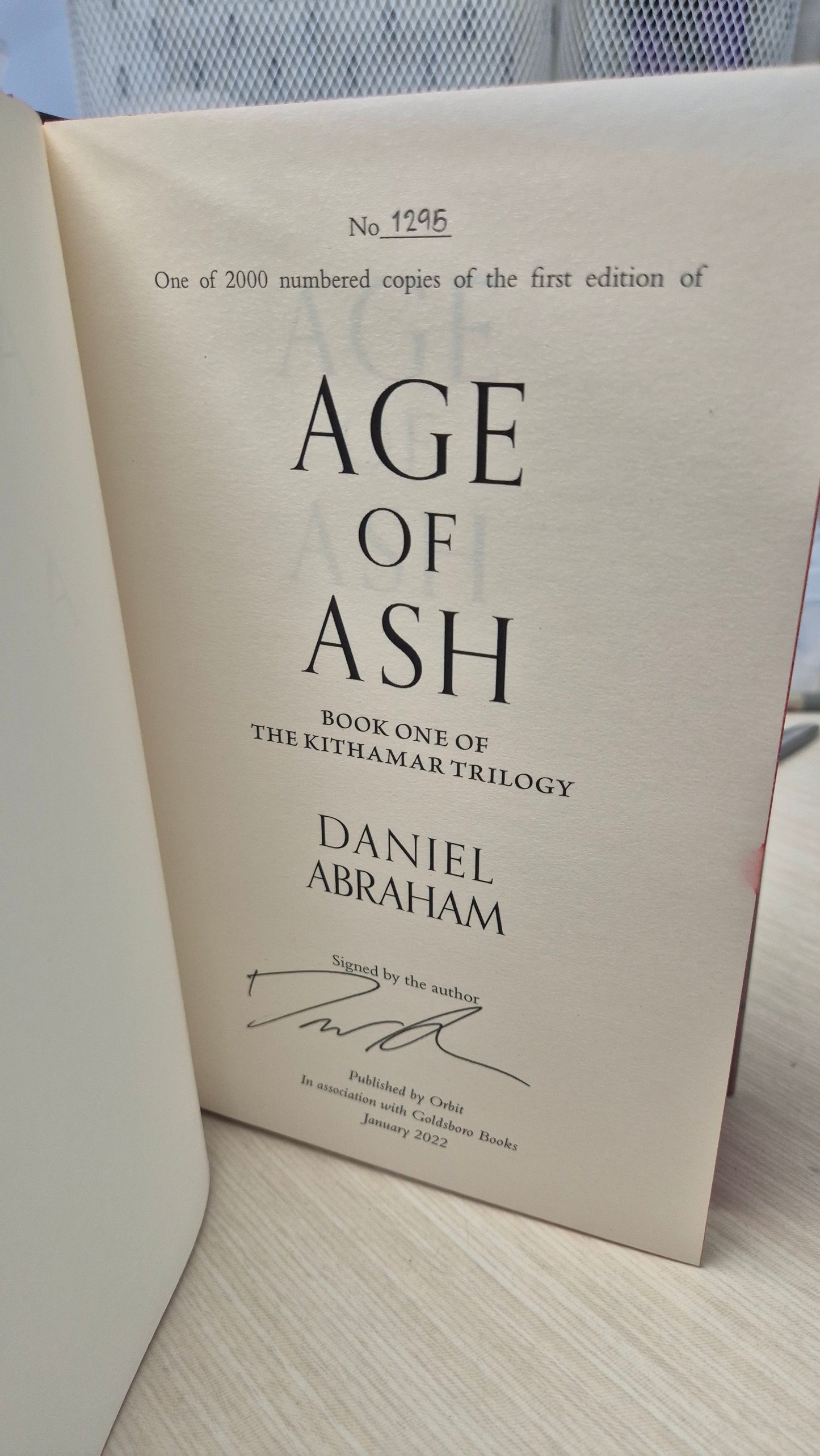 Age of Ash: Daniel Abraham - Golsboro First Edition