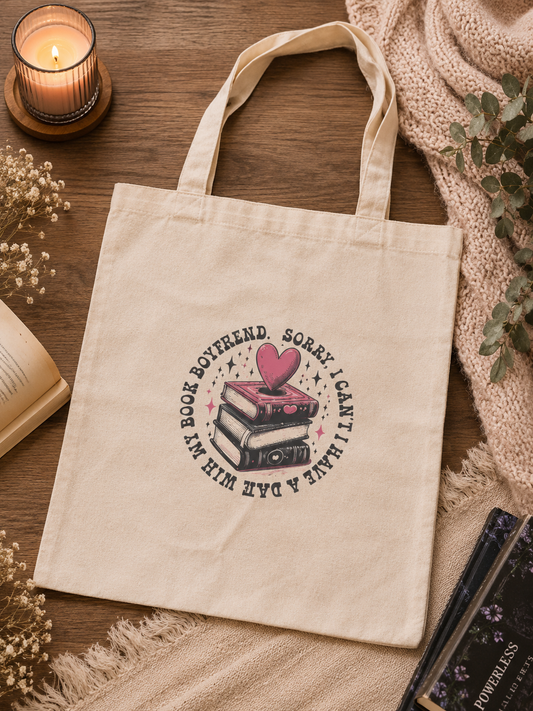 👜📚 My Book Boyfriend Cotton Tote Bag ❤️✨