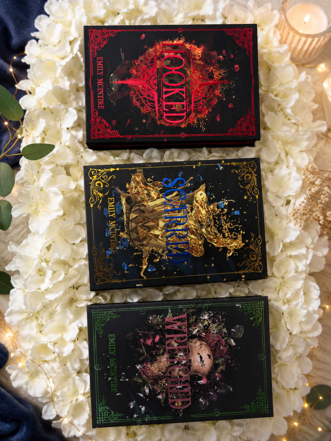 Emily McIntire Never After Fabled Exclusive Hardback Set | Hooked • Scarred • Wretched | Sprayed Edges