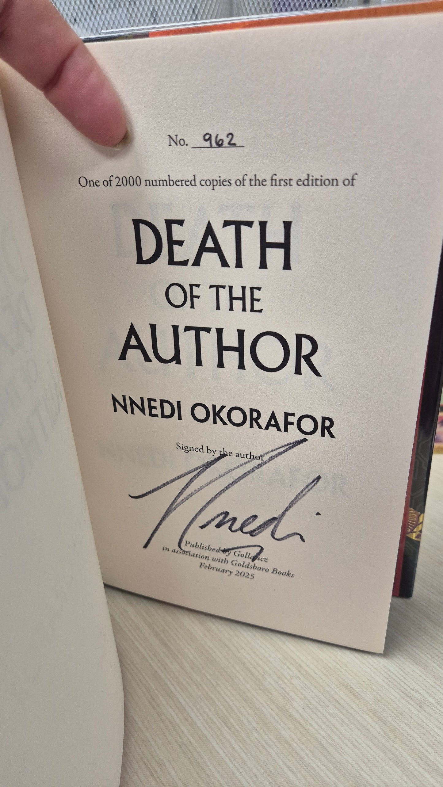 Death Of The Author - Nnedi Okorafor - Goldsboro Signed First Edition