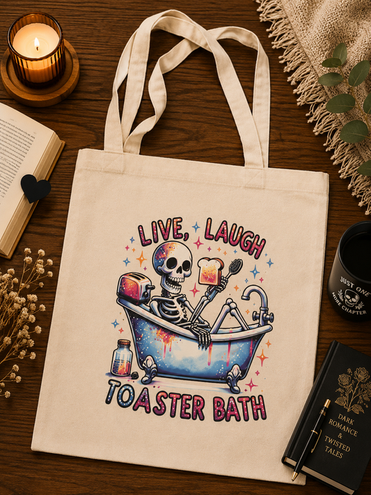 💀🛁 Live, Laugh, Toaster Bath Canvas Tote Bag 🛁💀