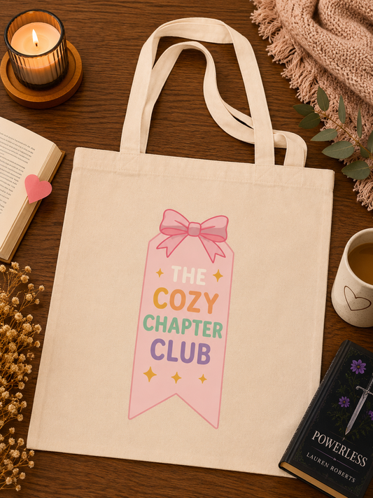 🩷 The Cozy Chapter Club Canvas Tote Bag 📚✨