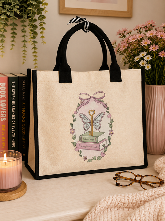 🗝️🦋 Books Are the Key to My Heart Tote Bag