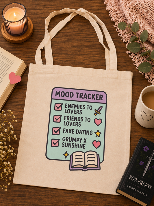 📚💕 Book Trope Mood Tracker Canvas Tote Bag 💕📚