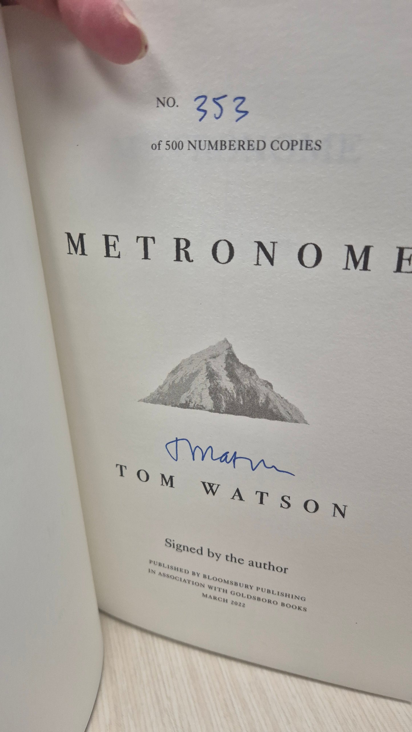 Metronome - Tom Watson - Signed First Edition