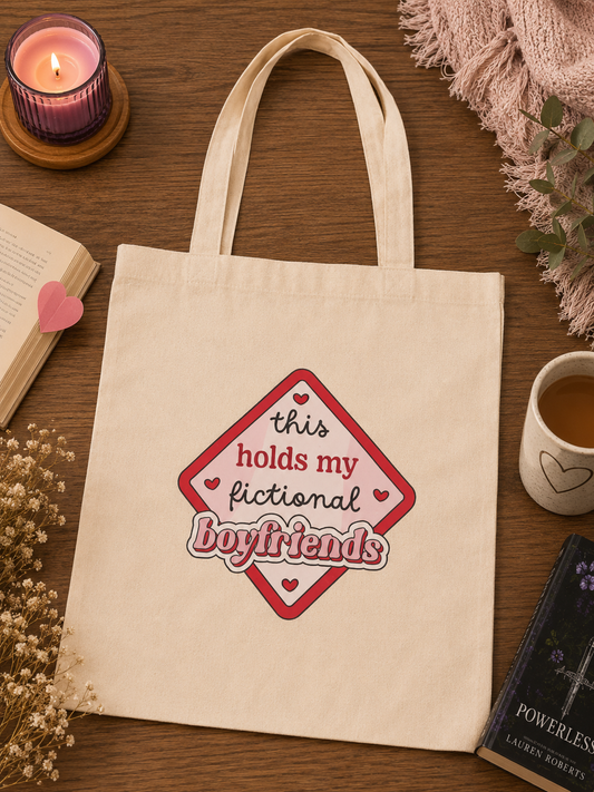 👜💕 "This Holds My Fictional Boyfriends" Cotton Tote Bag 📚❤️
