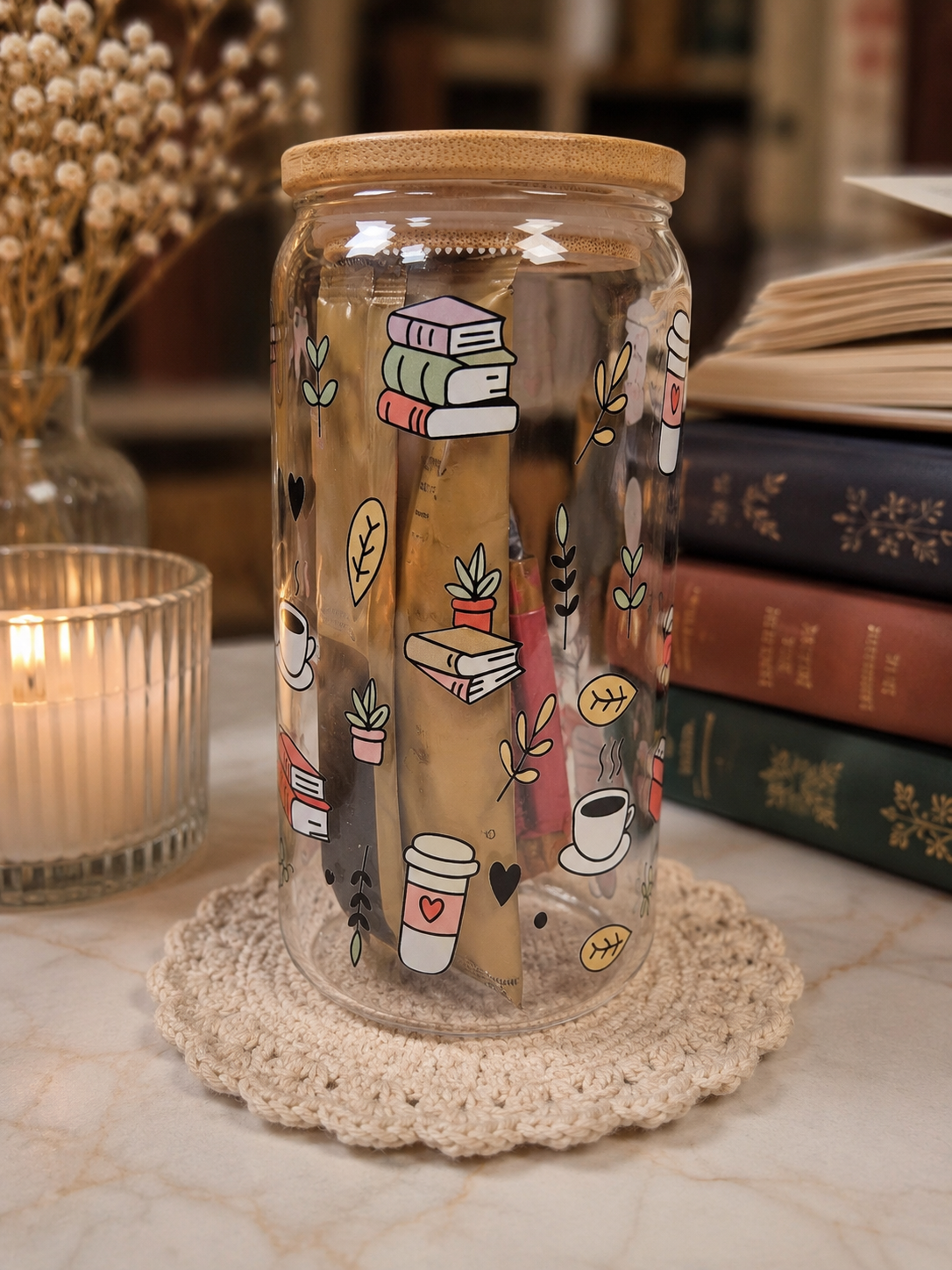 📚☕ Book Lover Glass Jar Gift Set ☕📚