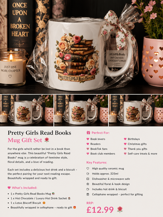 🌹📚 Pretty Girls Read Books Mug Gift Set